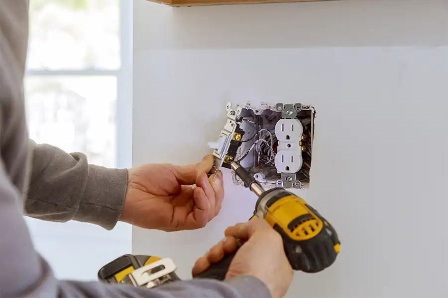 Tarter Brothers Mechanical, Inc.—A worker performing electrical rewiring at a home in Central IL.
